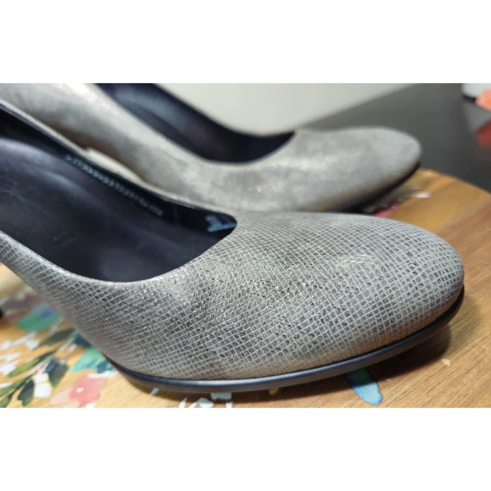 ECCO *Shape 75* Gray Leather Metallic Pump‎ *EUC* Comfort High Heels W/6 EU/37